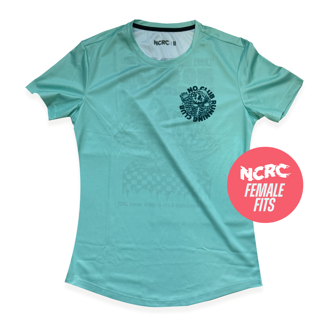 NCRC Female Fits: Carbs & Cold Ones - Short Sleeve Training Jersey - Hyper Duck Egg Blue