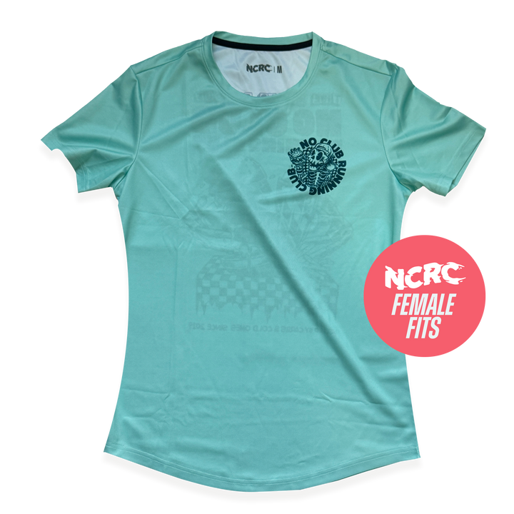 NCRC Female Fits: Carbs & Cold Ones - Short Sleeve Training Jersey - Hyper Duck Egg Blue