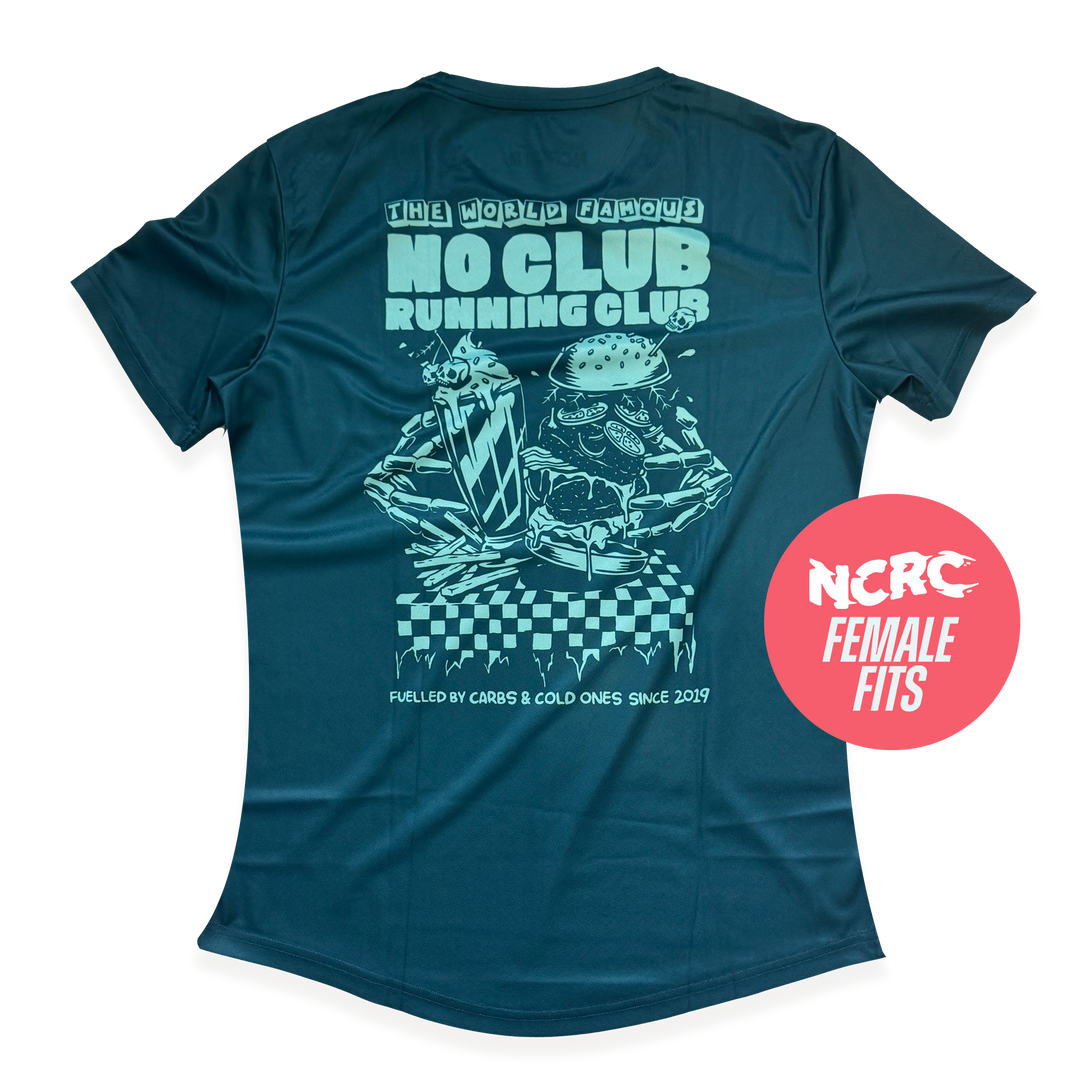 NCRC Female Fits: Carbs & Cold Ones - Short Sleeve Training Jersey - Petrol Blue