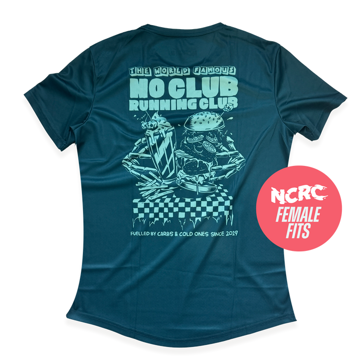 NCRC Female Fits: Carbs & Cold Ones - Short Sleeve Training Jersey - Petrol Blue