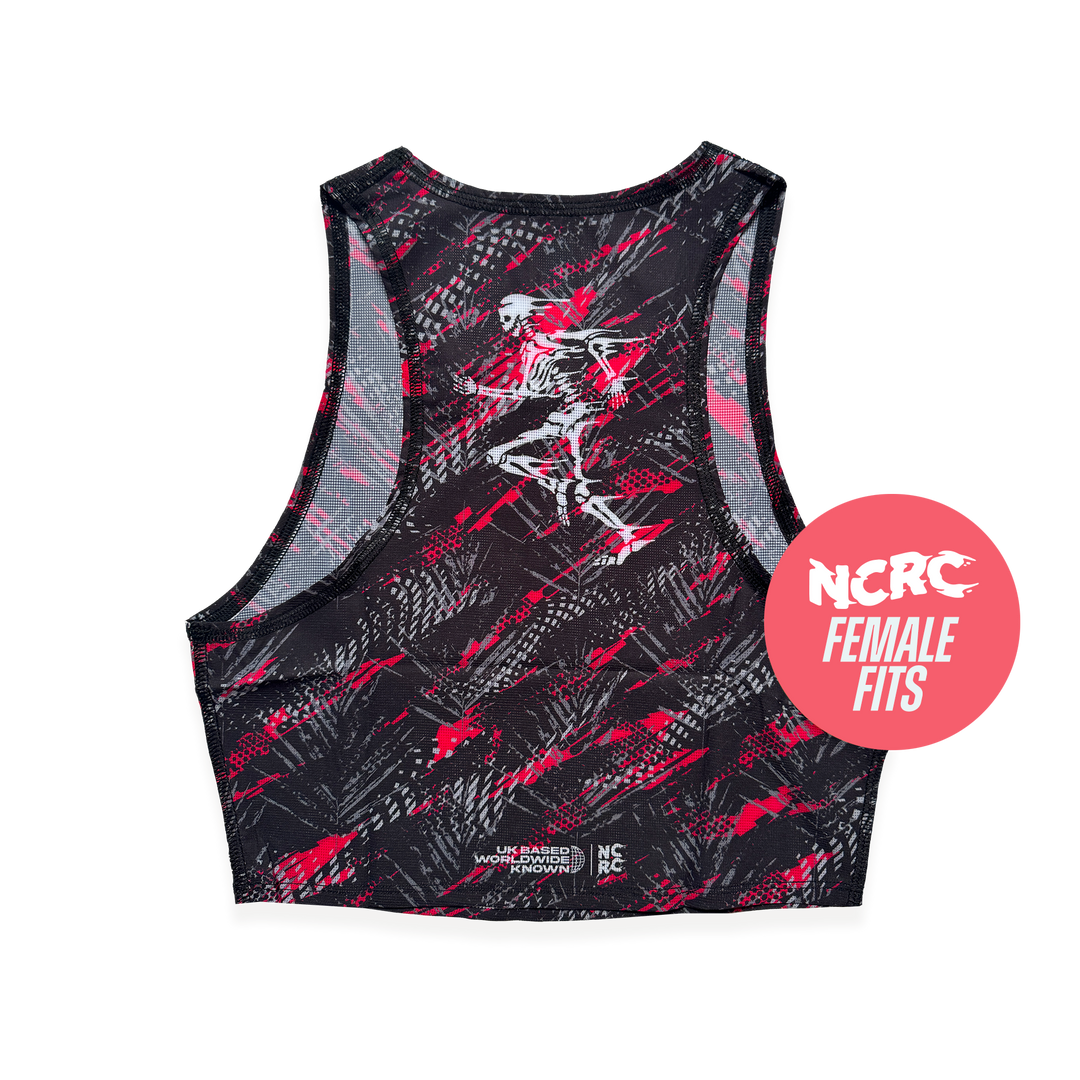 NCRC + : Female Fits -  Crop Race Day Singlet - Black/Red/Silver/Charcoal