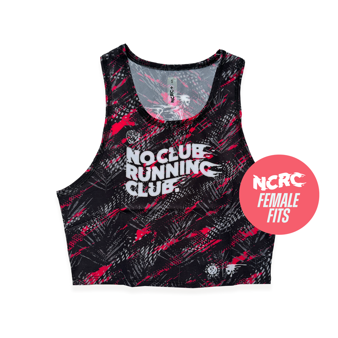 NCRC + : Female Fits -  Crop Race Day Singlet - Black/Red/Silver/Charcoal
