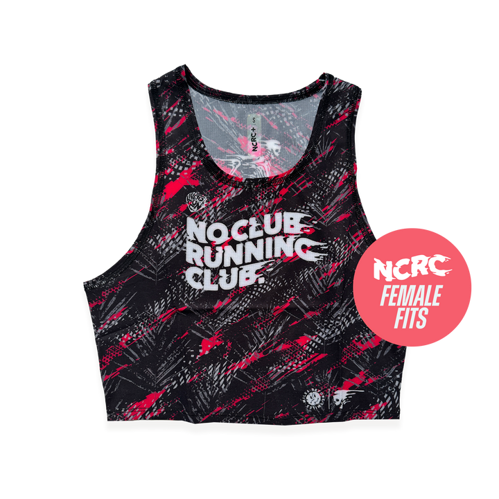 NCRC + : Female Fits -  Crop Race Day Singlet - Black/Red/Silver/Charcoal