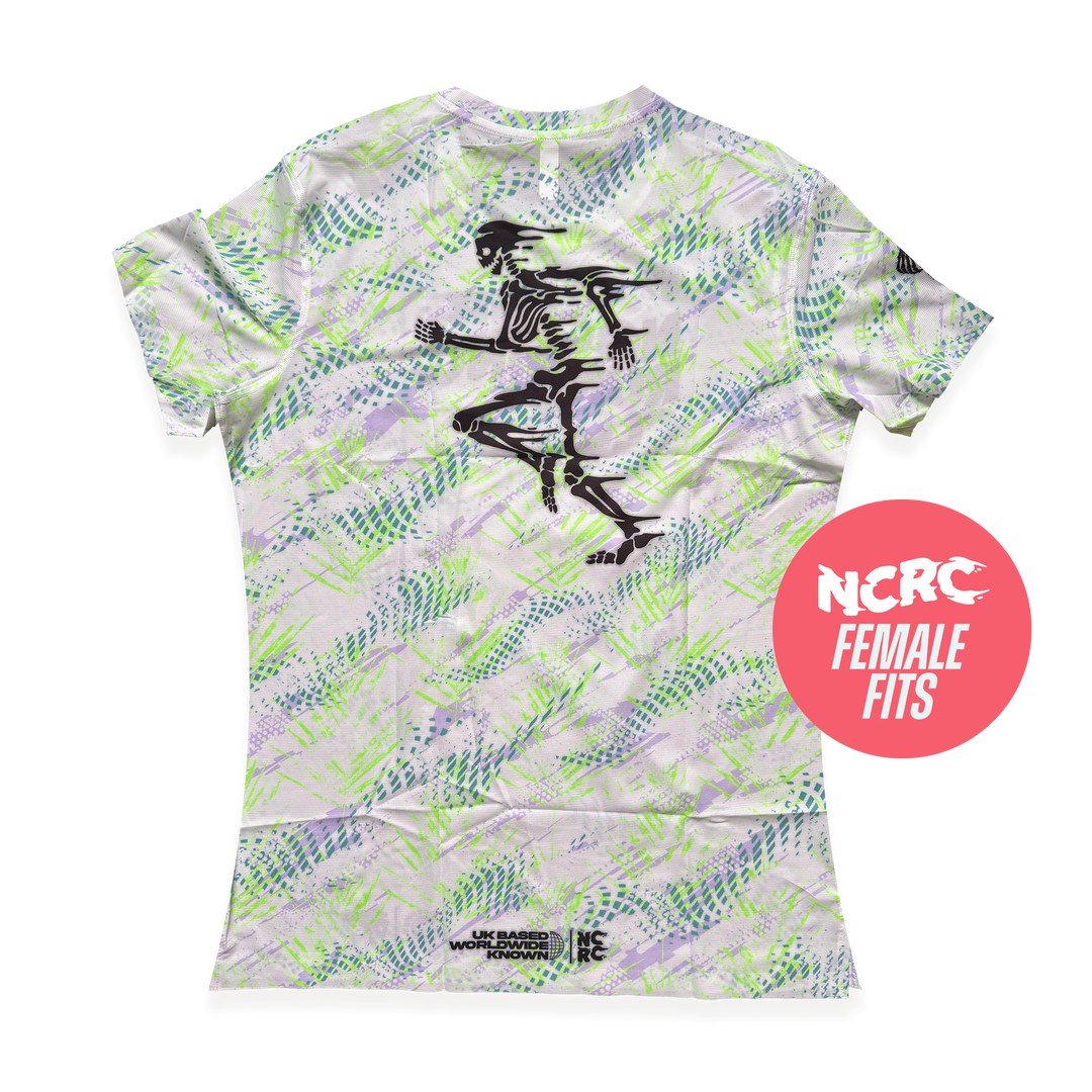 NCRC + : Female Fits -  Race Day Tee - White/Jade/Lavender/Fluro Green