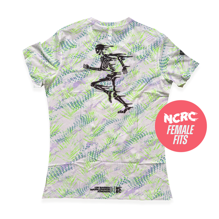 NCRC + : Female Fits -  Race Day Tee - White/Jade/Lavender/Fluro Green