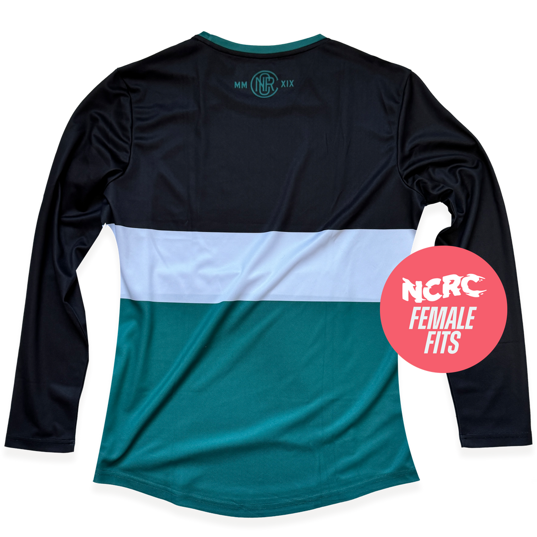 NCRC Female Fits: Heritage 80 -  Long Sleeve Training Jersey - Black/White/Jade