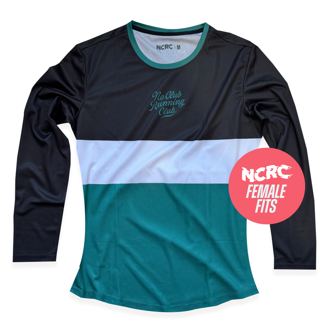 NCRC Female Fits: Heritage 80 -  Long Sleeve Training Jersey - Black/White/Jade