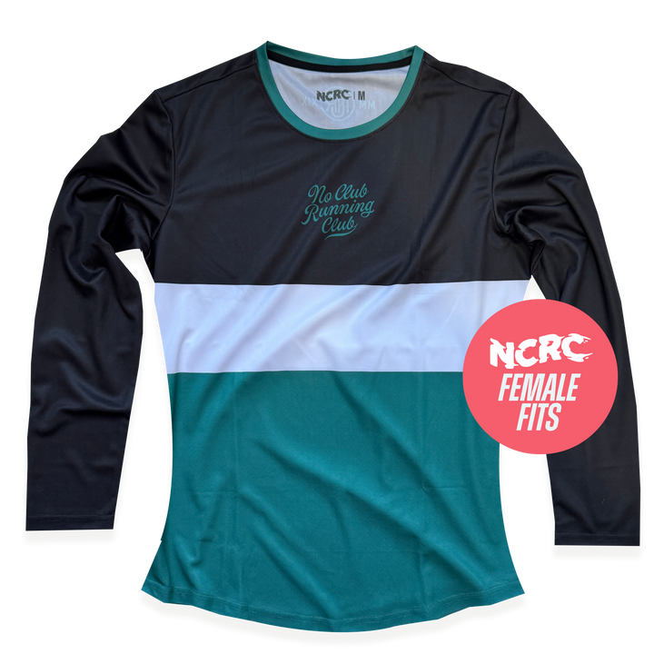 NCRC Female Fits: Heritage 80 -  Long Sleeve Training Jersey - Black/White/Jade