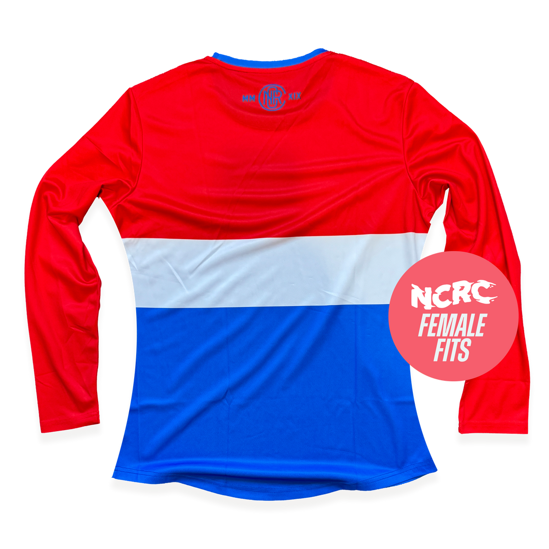 NCRC Female Fits: Heritage 80 -  Long Sleeve Training Jersey - Red/White/Blue