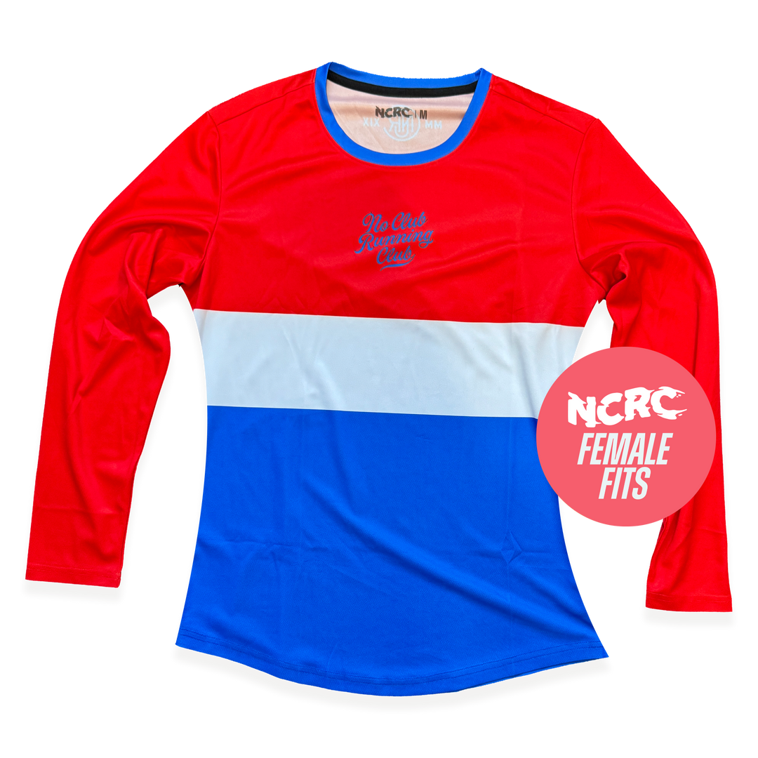 NCRC Female Fits: Heritage 80 -  Long Sleeve Training Jersey - Red/White/Blue
