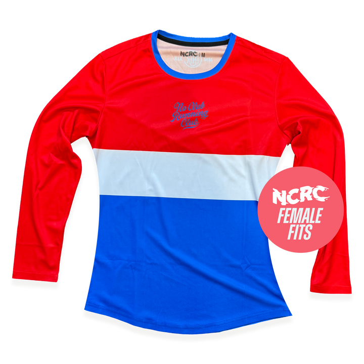 NCRC Female Fits: Heritage 80 -  Long Sleeve Training Jersey - Red/White/Blue