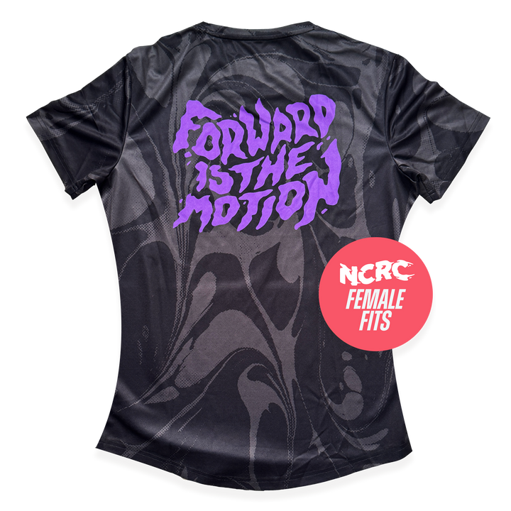 NCRC Female Fits: Liquid Motion - Short Sleeve Training Jersey - Black/Grey/Purple