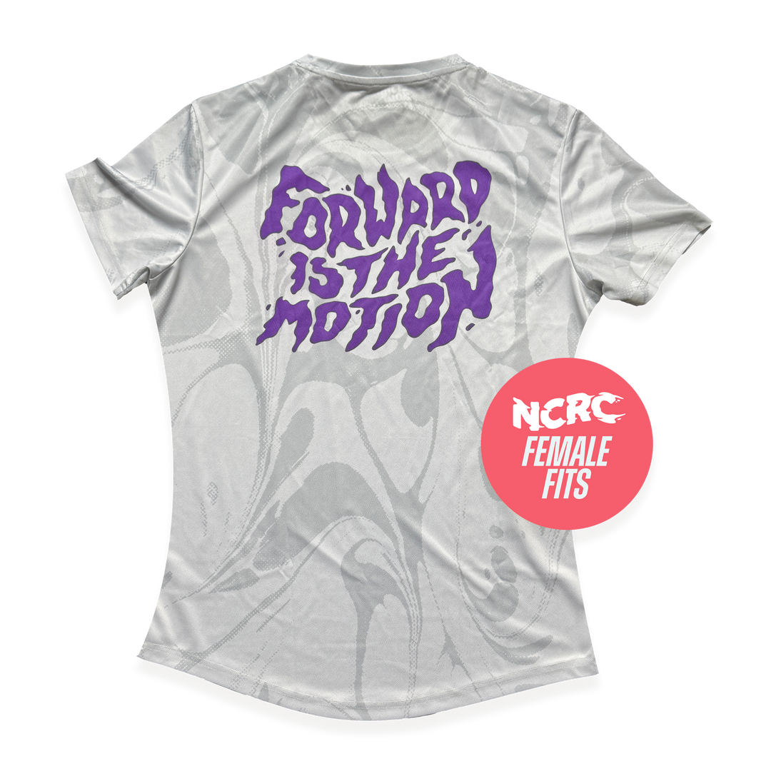 NCRC Female Fits: Liquid Motion - Short Sleeve Training Jersey - White/Grey/Purple