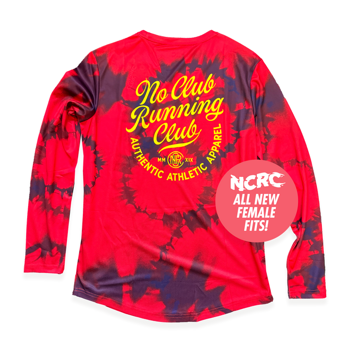 NCRC Female Fits: Heritage Tie Dye -  Long Sleeve Training Jersey - Red/Midnight Navy/Yellow