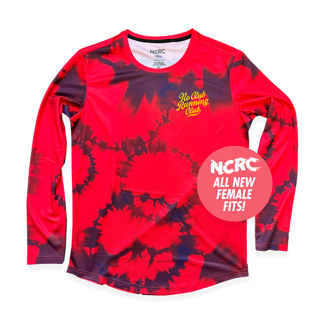 NCRC Female Fits: Heritage Tie Dye -  Long Sleeve Training Jersey - Red/Midnight Navy/Yellow