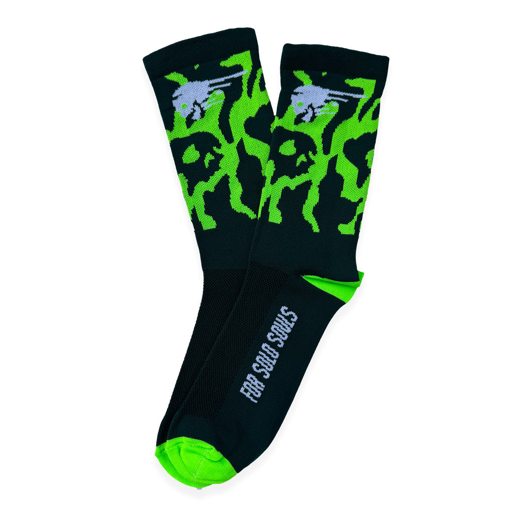 NCRC Running Socks - 2023 - NCRC Camo - Forest Green & Fluro Green