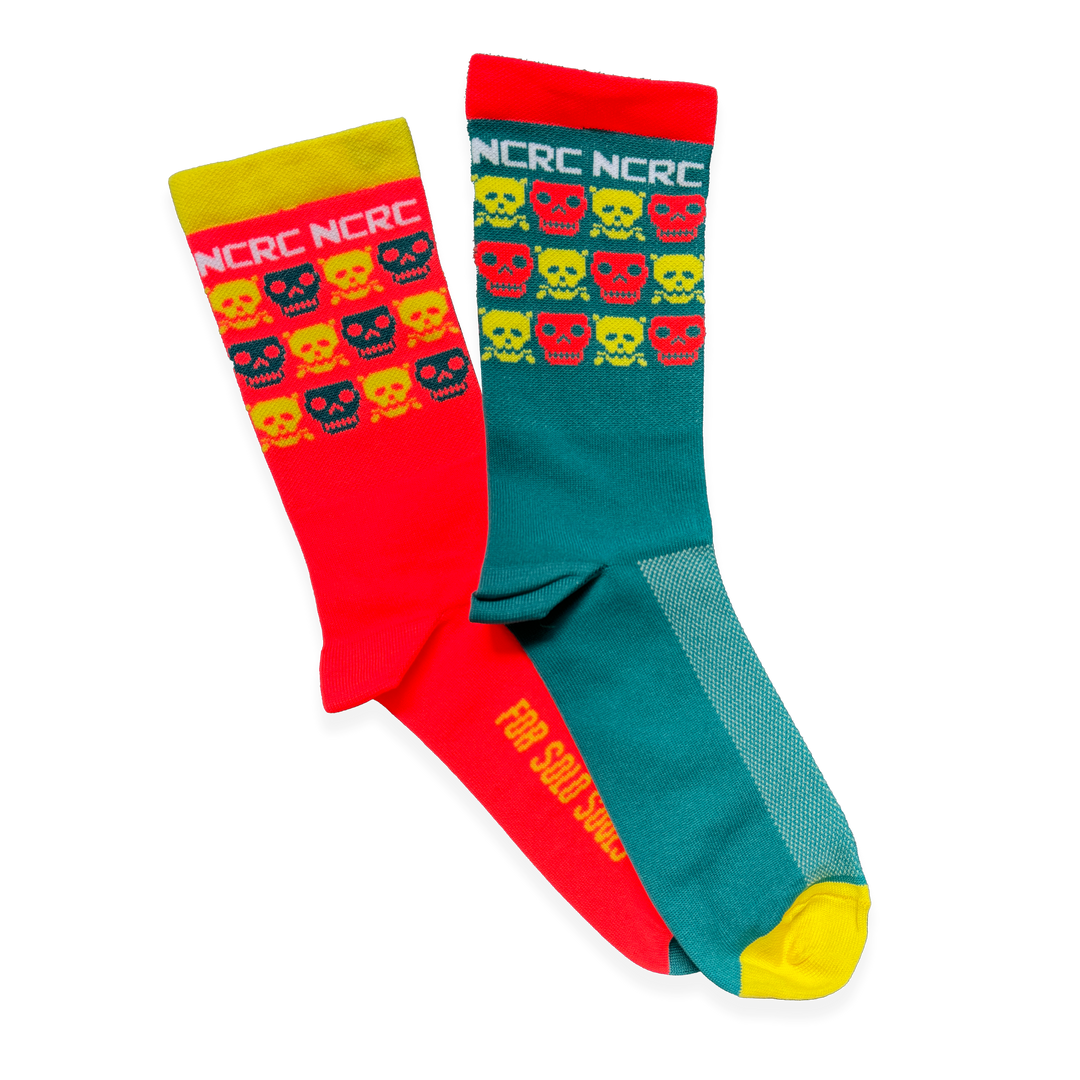 NCRC Running Socks - 2024- NCRC "Odd Socks" - Infared/Jade/Sunflower