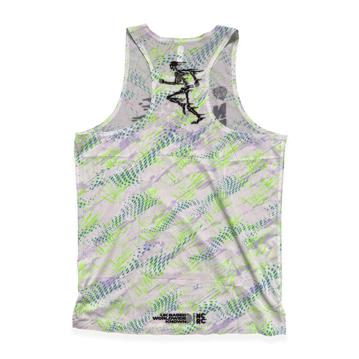 NCRC + : Unisex Fits -  Race Day Singlet - White/Jade/Lavender/Fluro Green