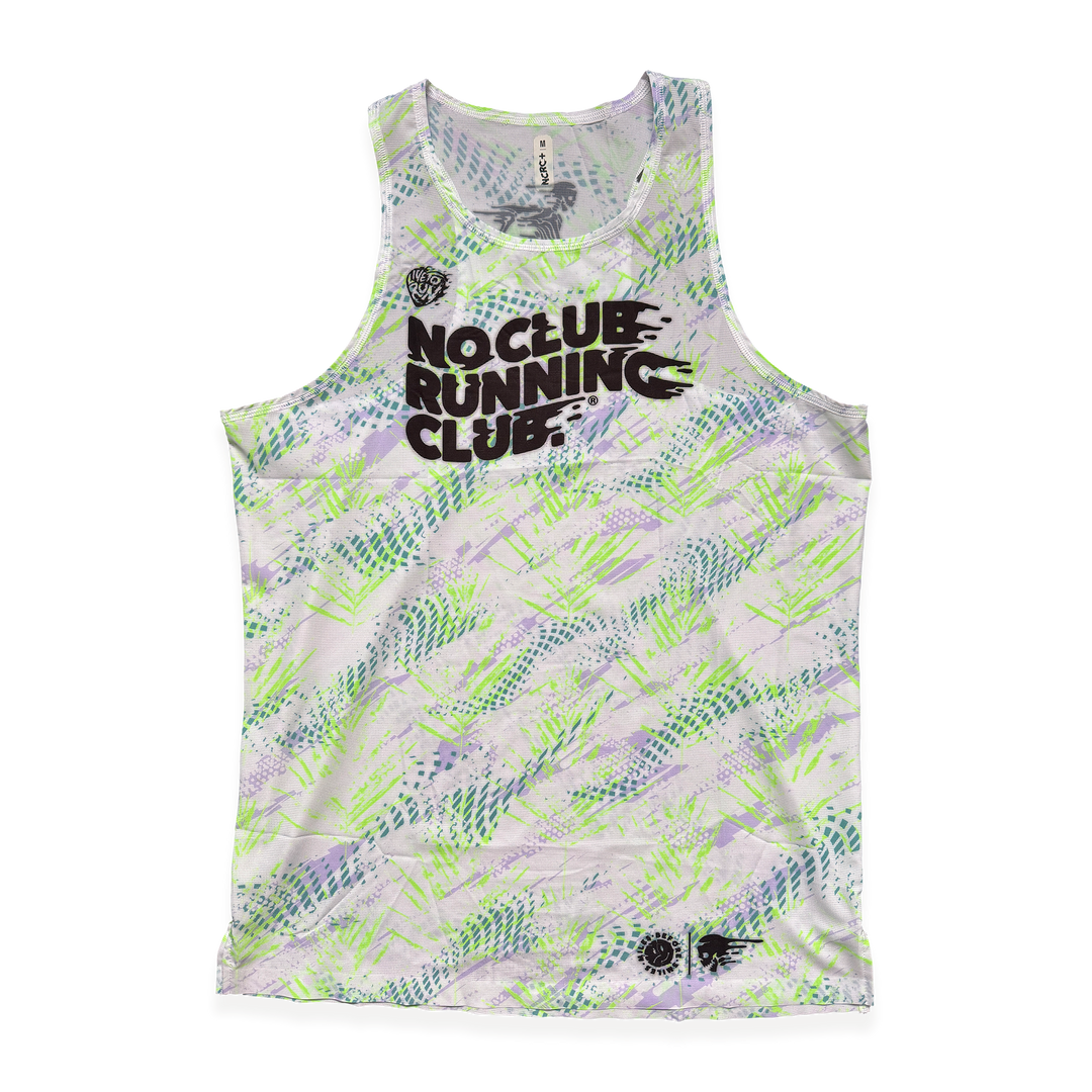 NCRC + : Unisex Fits -  Race Day Singlet - White/Jade/Lavender/Fluro Green