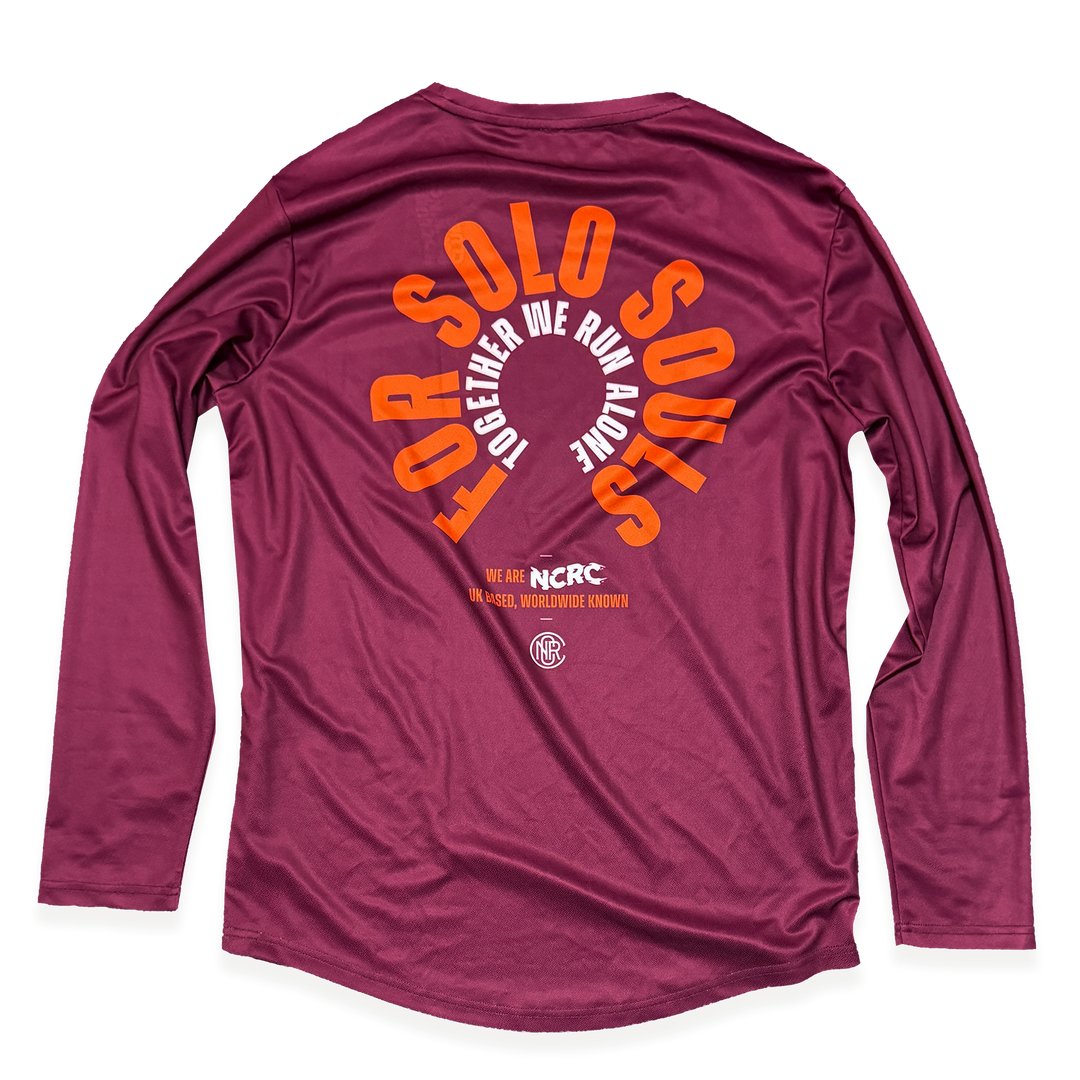 NCRC: Unisex Fits: Solo Souls -  Long Sleeve Training Jersey - Burgundy/Orange/White