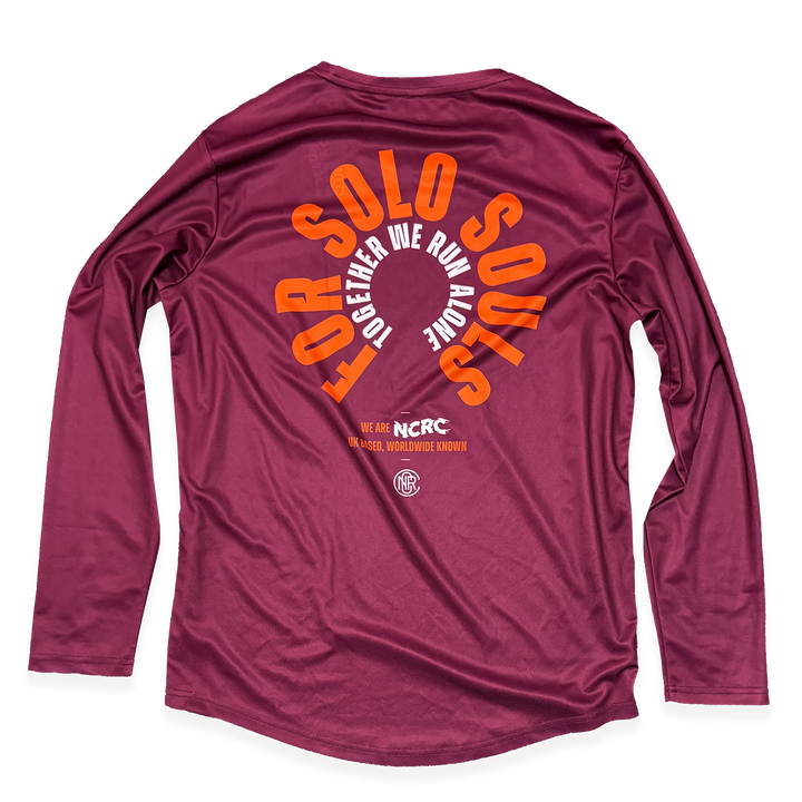 NCRC: Unisex Fits: Solo Souls -  Long Sleeve Training Jersey - Burgundy/Orange/White