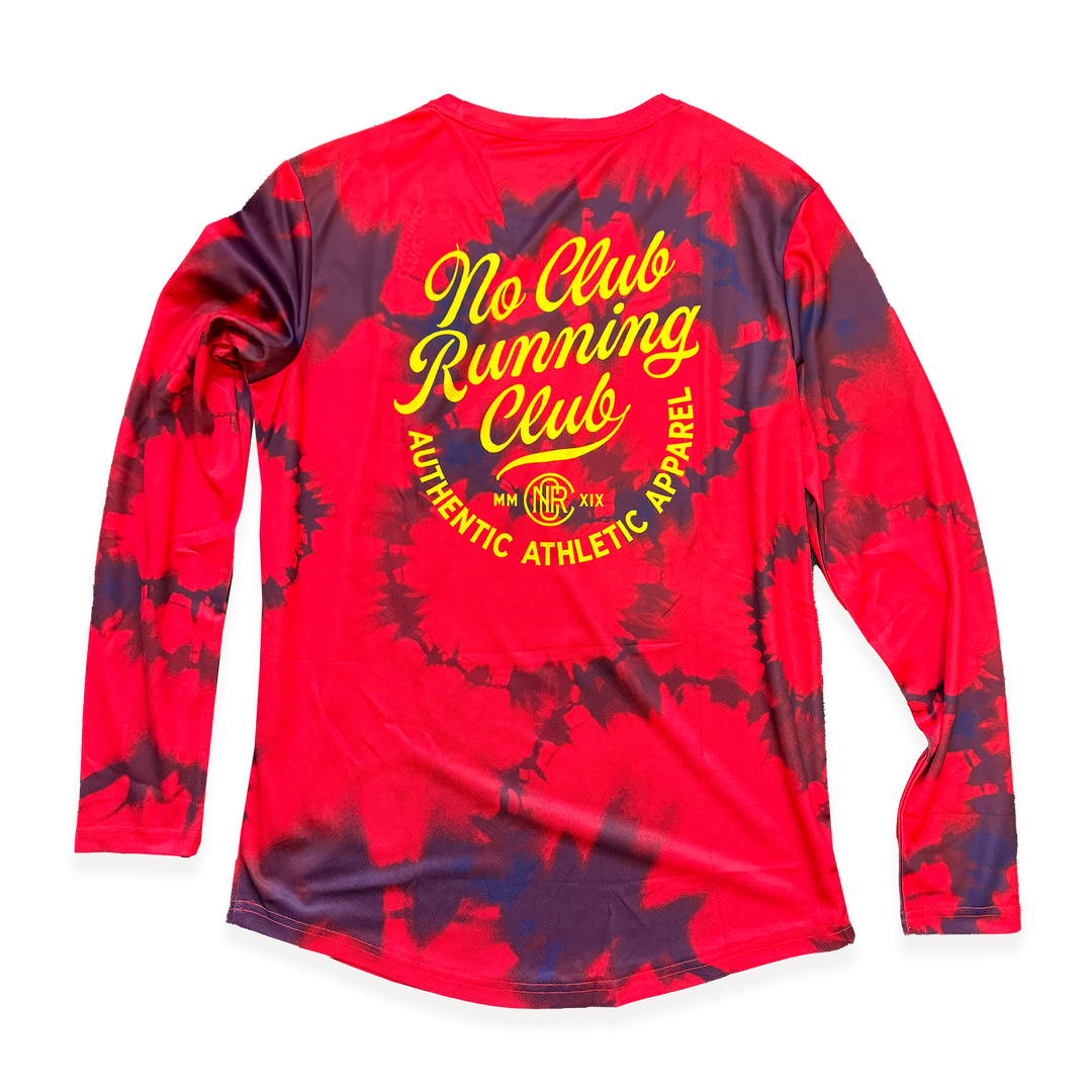 NCRC: Unisex Fits: Heritage Tie Dye -  Long Sleeve Training Jersey - Red/Midnight Navy/Yellow