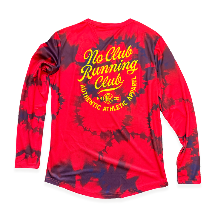 NCRC: Unisex Fits: Heritage Tie Dye -  Long Sleeve Training Jersey - Red/Midnight Navy/Yellow