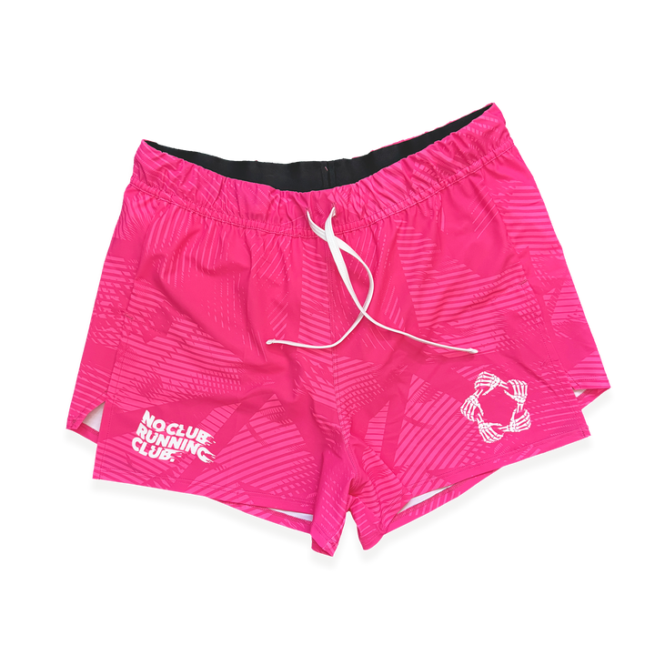 NCRC: Unisex Fits: Essentials V2 -  Brief Lined Split Racing Shorts - Fluro Pink