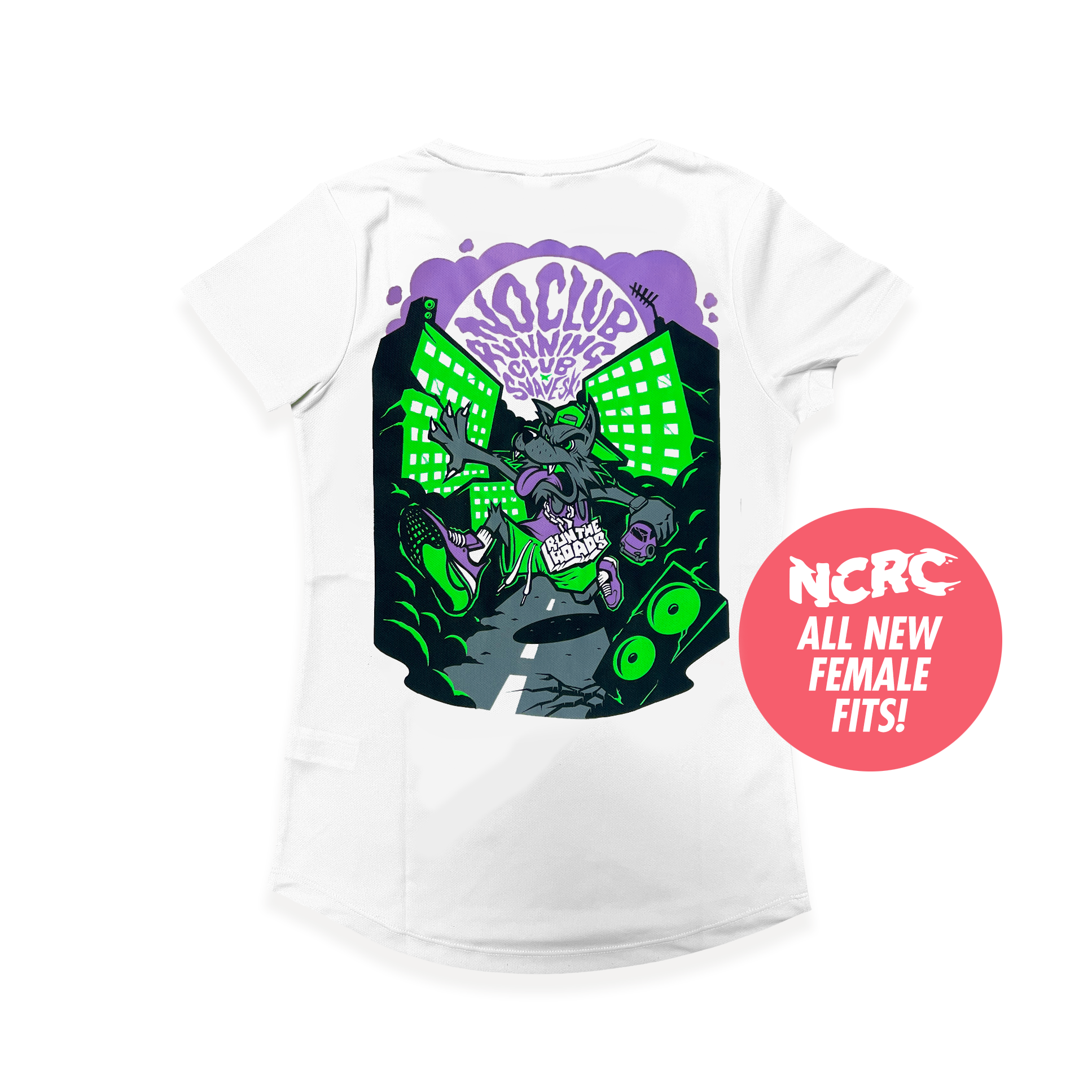 NCRC Female Fits: NCRC x Suave-Ski - Run The Roads - White Short Sleeve Training Jersey