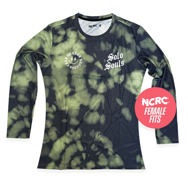 NCRC Female Fits: Solo Souls V2 -  Long Sleeve Training Jersey - Bleach Dyed - Algae