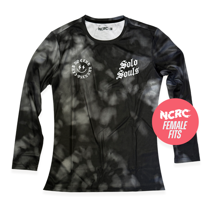 NCRC Female Fits: Solo Souls V2 -  Long Sleeve Training Jersey - Bleach Dyed - Gravel