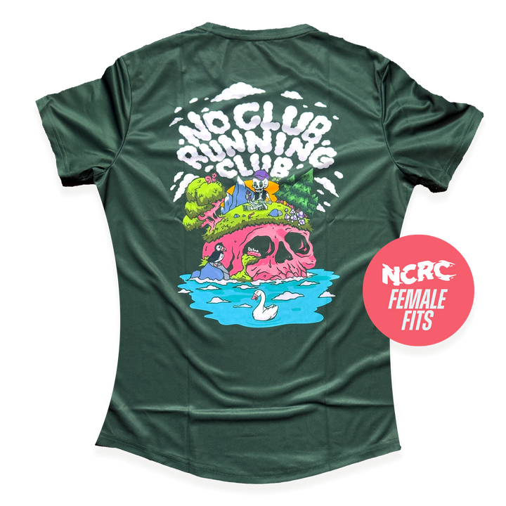 NCRC Female Fits:  Great Outdoors - Short Sleeve Training Jersey - Sunrise / Forest Green