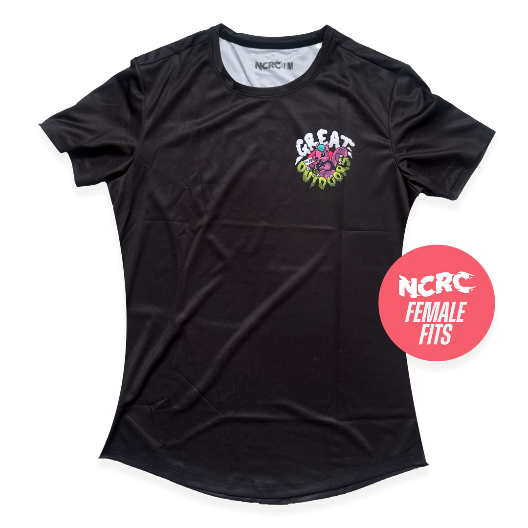 NCRC Female Fits:  Great Outdoors - Short Sleeve Training Jersey - Sunset / Black
