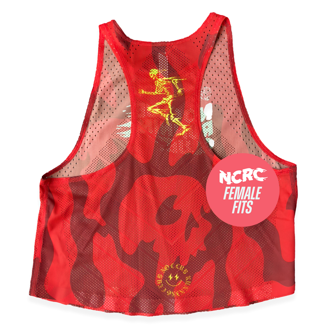 NCRC + : Female Fits - Race Day Loose Crop 2026 - Tonal Camo - Red/Yellow