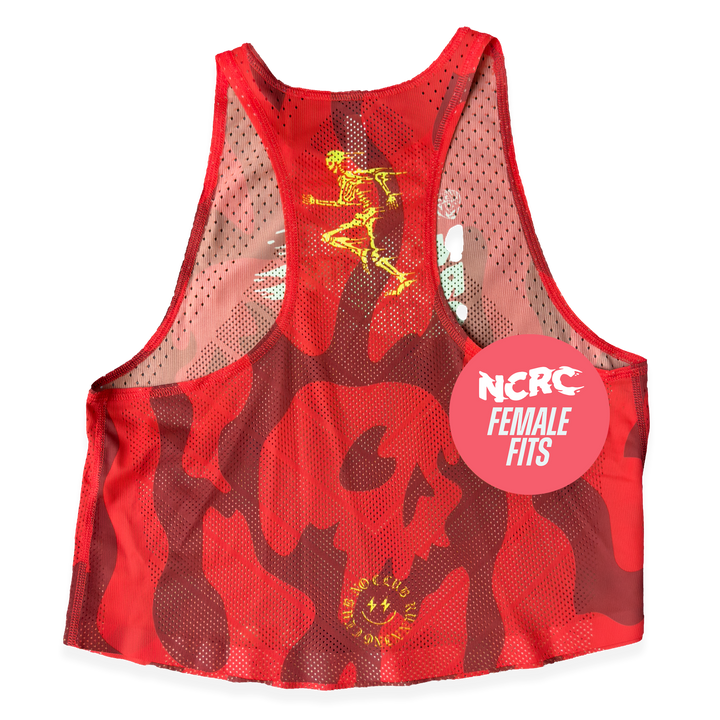 NCRC + : Female Fits - Race Day Loose Crop 2026 - Tonal Camo - Red/Yellow
