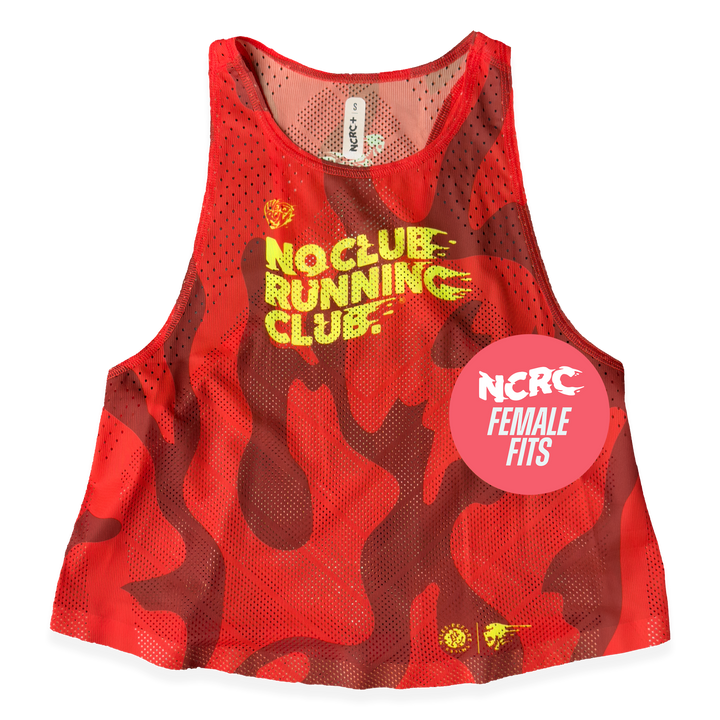NCRC + : Female Fits - Race Day Loose Crop 2026 - Tonal Camo - Red/Yellow