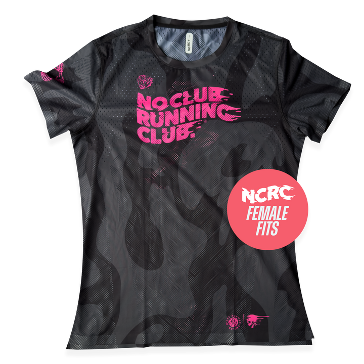 NCRC + : Female Fits - Race Day Tee 2026 - Tonal Camo - Black/Fluro Pink