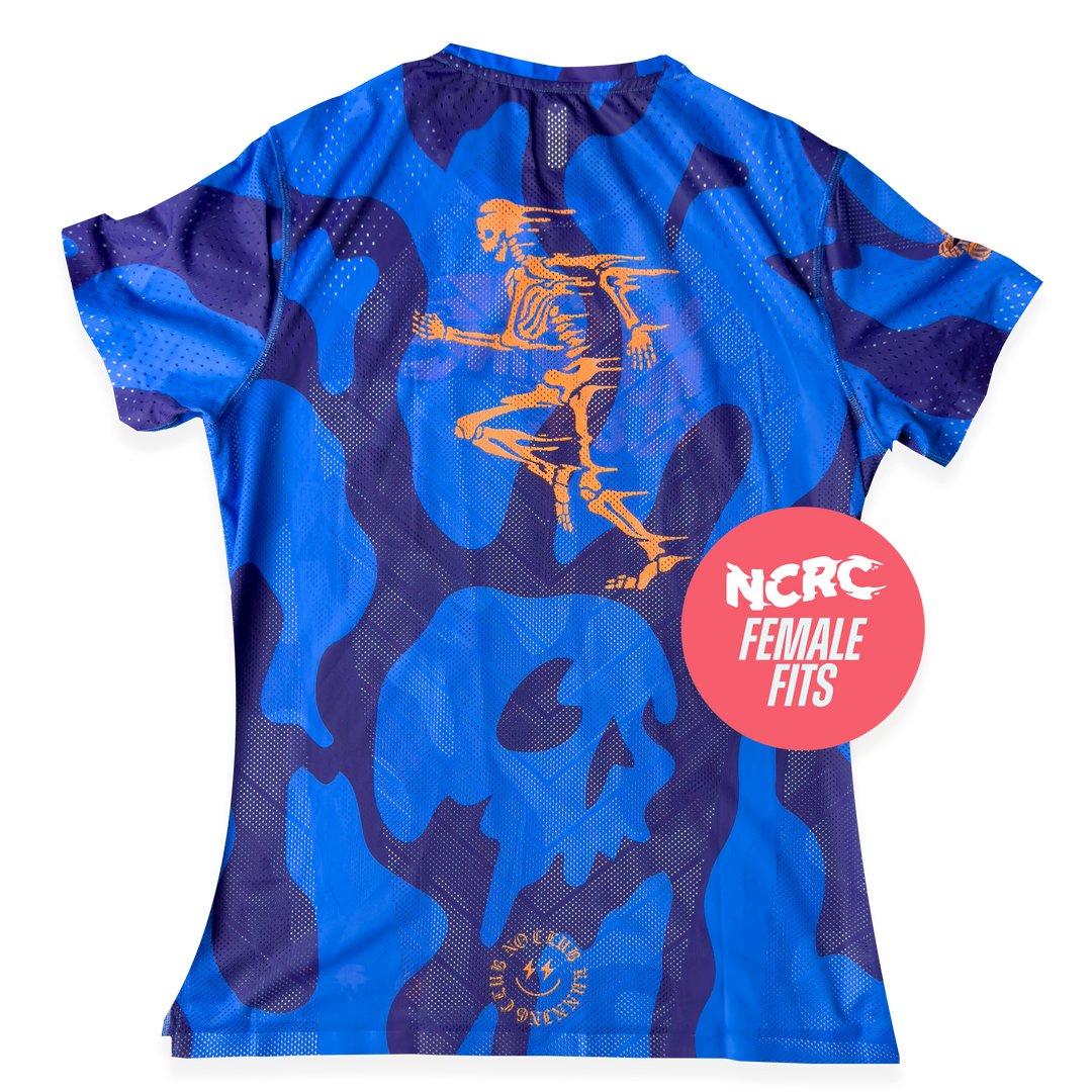 NCRC + : Female Fits - Race Day Tee 2026 - Tonal Camo - Blue/Fluro Orange