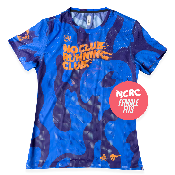 NCRC + : Female Fits - Race Day Tee 2026 - Tonal Camo - Blue/Fluro Orange