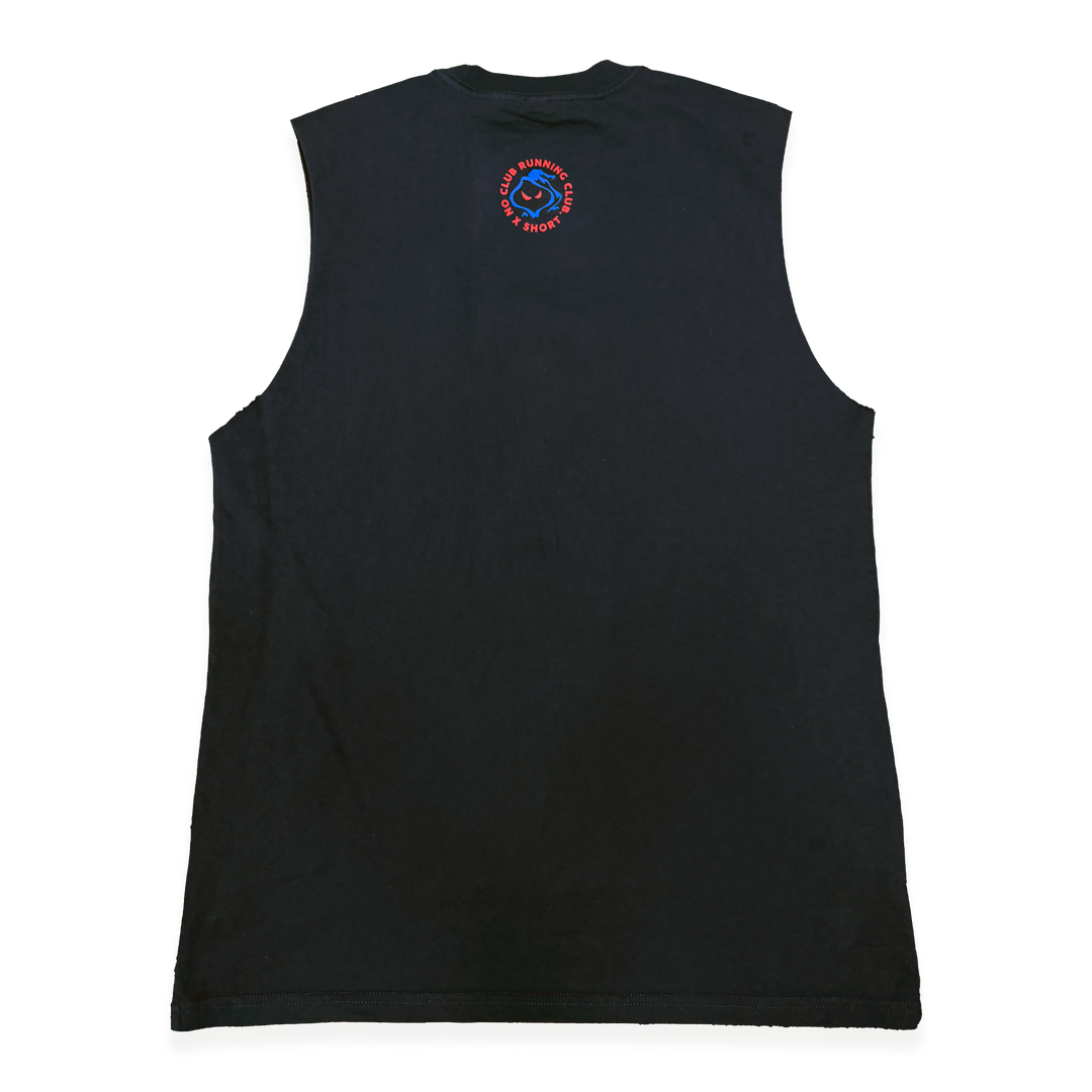 NCRC x SHORT - Unisex Fits:  Dying To Run - Premium 100% Cotton  Boxy Fit Tank Tee -  Faded Black