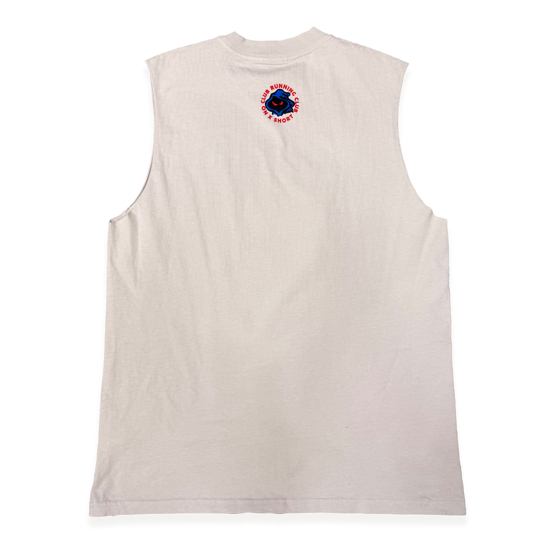 NCRC x SHORT - Unisex Fits:  Dying To Run - Premium 100% Cotton Boxy Fit Tank Tee -  Faded Bone