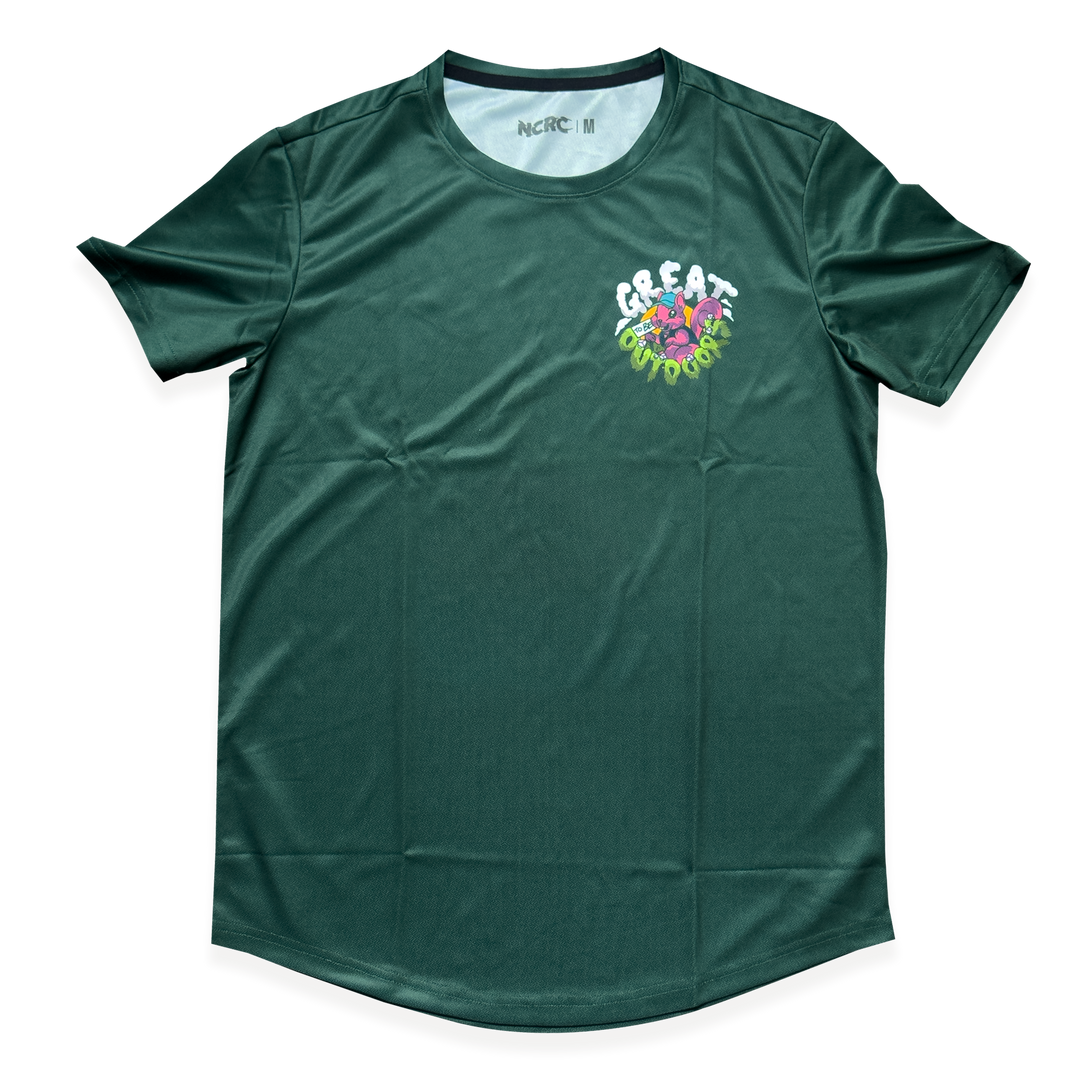 NCRC Unisex Fits:  Great Outdoors - Short Sleeve Training Jersey - Sunrise / Forest Green