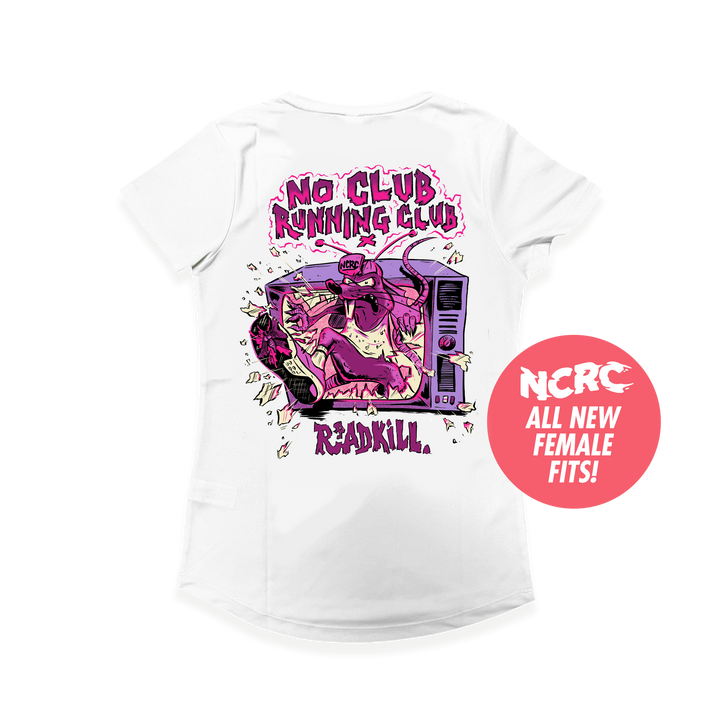 NCRC Female Fits: NCRC x Ryan Roadkill - White Short Sleeve Training Jersey