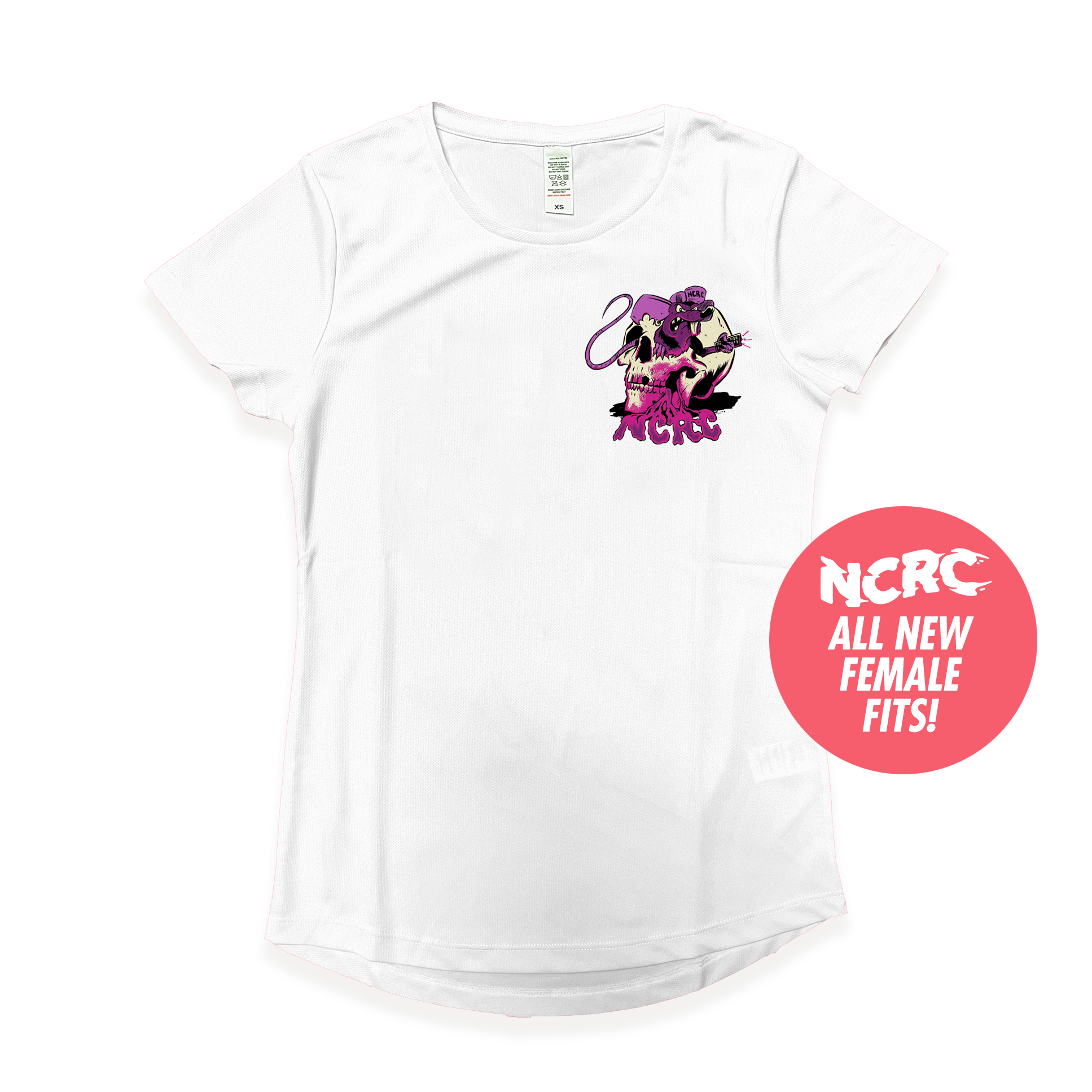 NCRC Female Fits: NCRC x Ryan Roadkill - White Short Sleeve Training Jersey