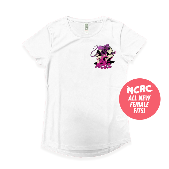 NCRC Female Fits: NCRC x Ryan Roadkill - White Short Sleeve Training Jersey